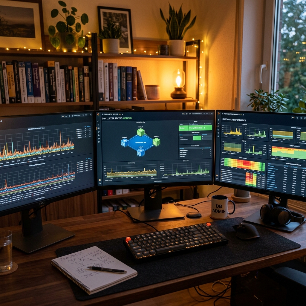Database monitoring dashboard showing replication lag